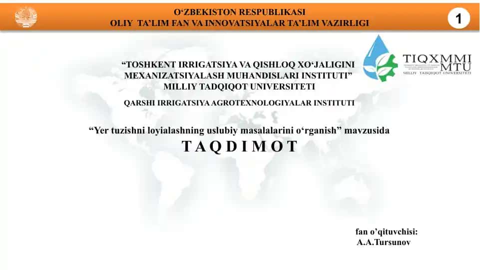 "Yer tuzishni loyialashning uslubiy masalalarini o‘rganish"