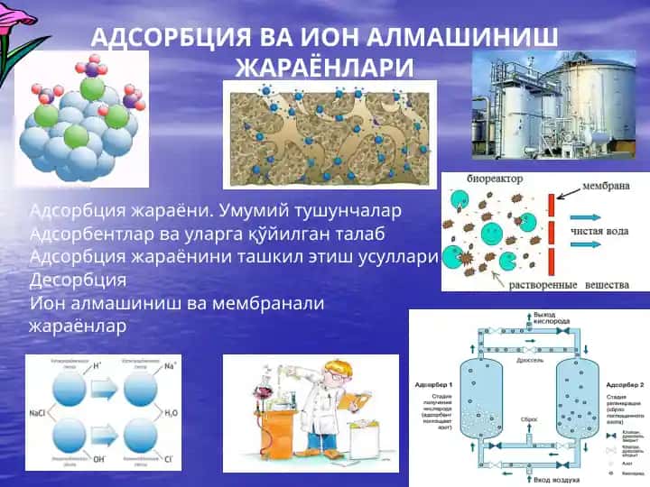 Адсорбция ва ион алмашиниш жараёнлари