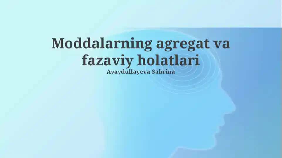 Moddalarning agregat va fazaviy holatlari