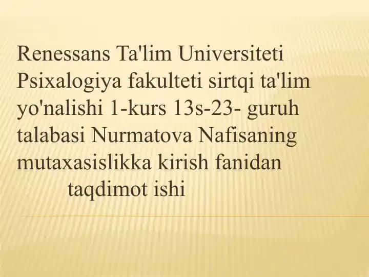 Psixologiya fanida taqdimotishi