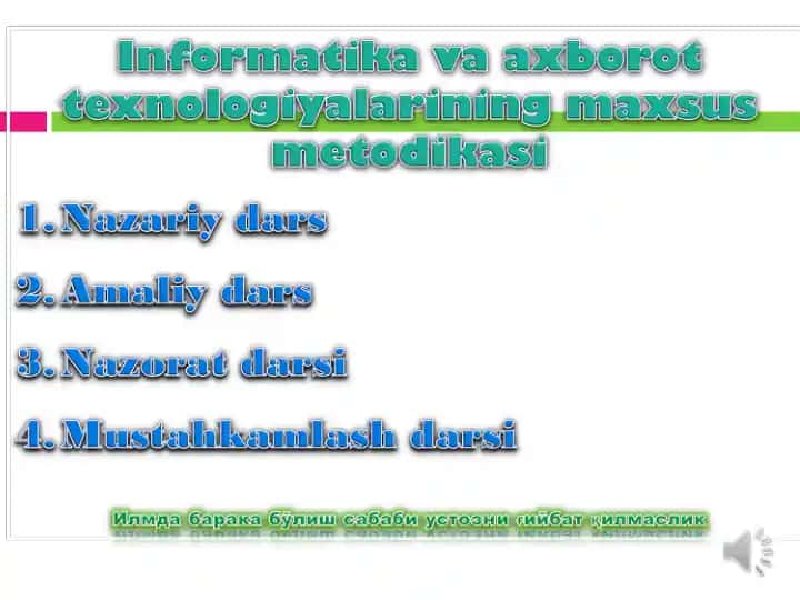 Informatsiya va axborot texnologiyalarining maxsus metodikasi