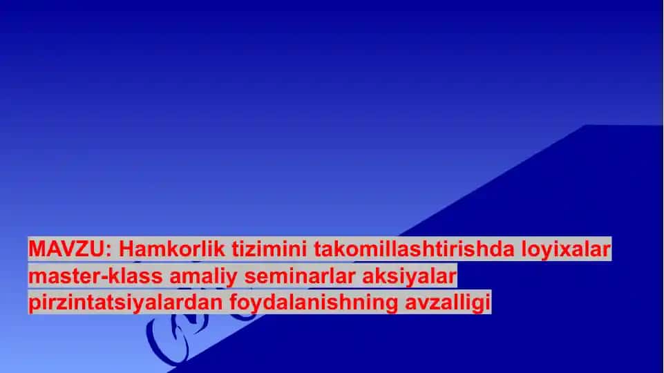 Hamkorlik Tizimini Takomillashtirish
