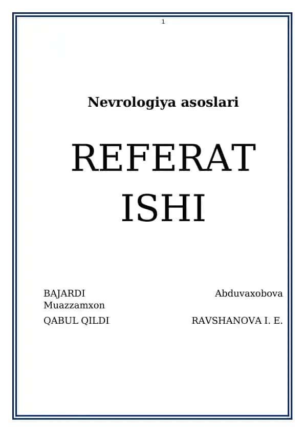 Nevrologiya asoslari