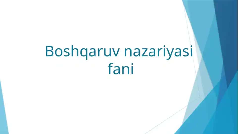 Boshqaruv nazariyasi fani