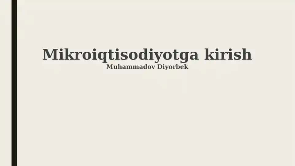 Mikroiqtisodiyotga kirish
