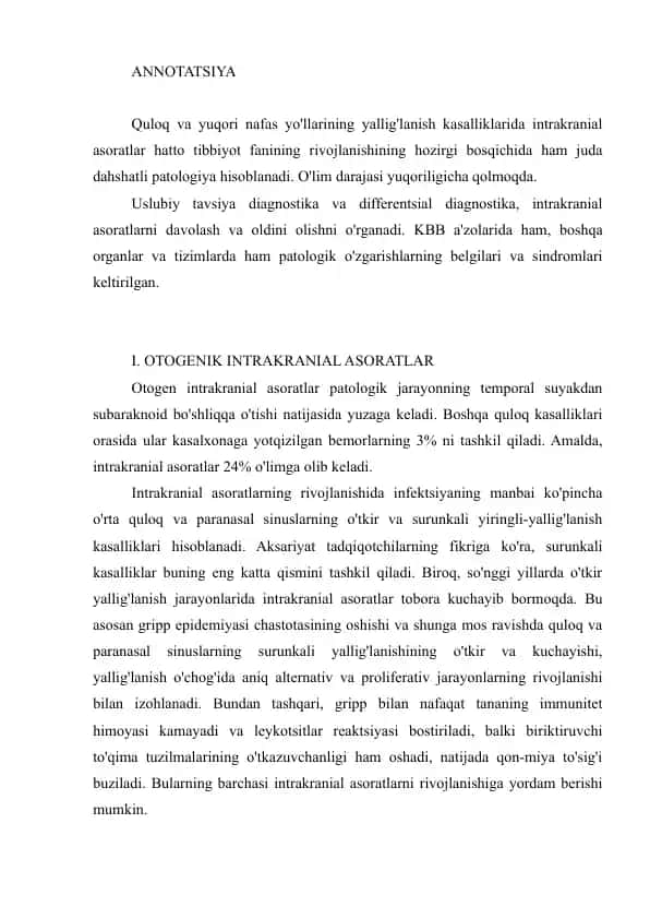 Intrakranial Asoratlar