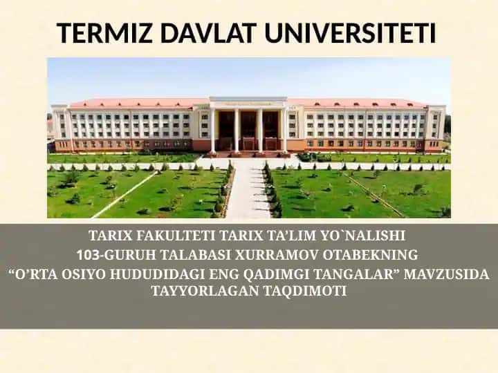 O’RTA OSIYO HUDUDIDAGI ENG QADIMGI TANGALAR