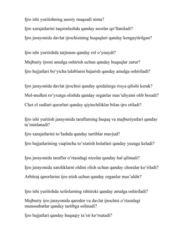 Ijro ishi yuritishning muhim qoidalari