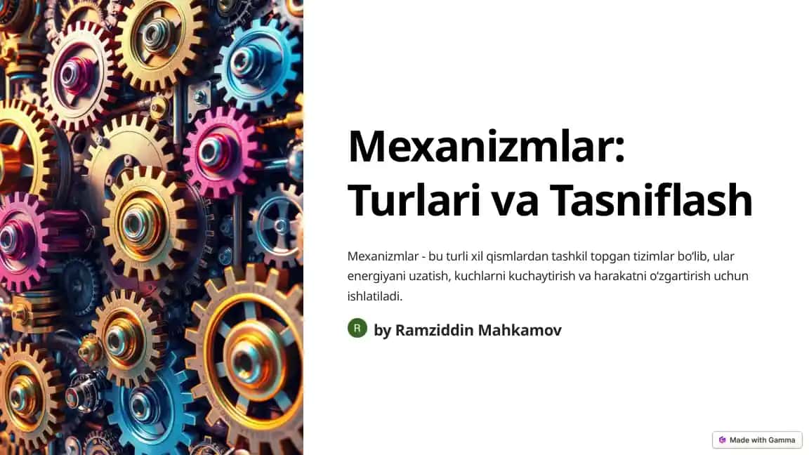 Mexanizmlar: Turlari va Tasniflash