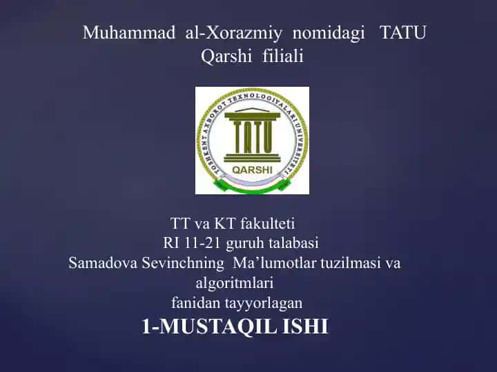 Dasturlash va Ma'lumotlar Tuzilmasi