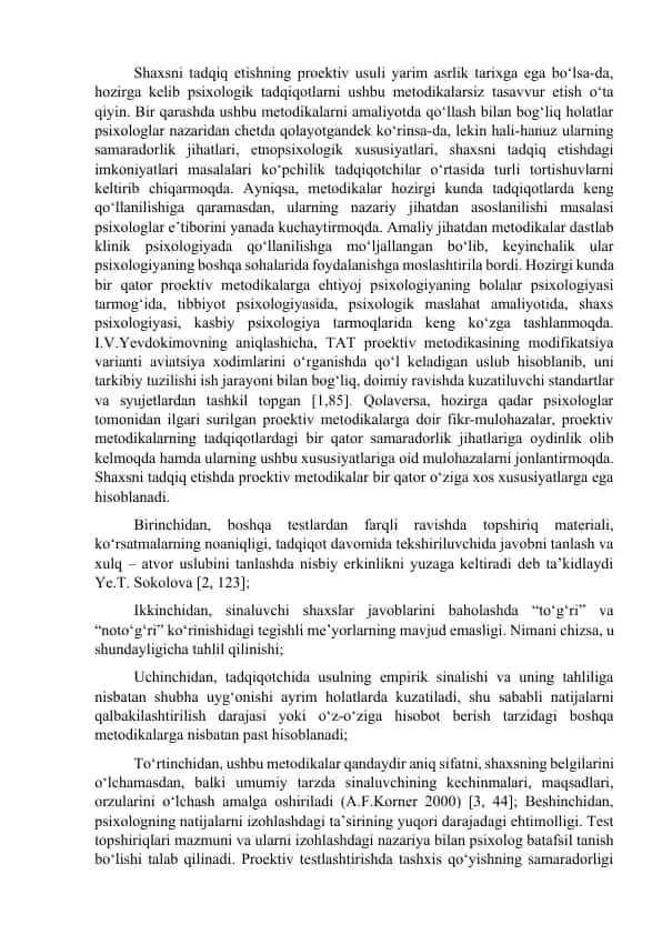 Proektiv metodikalar