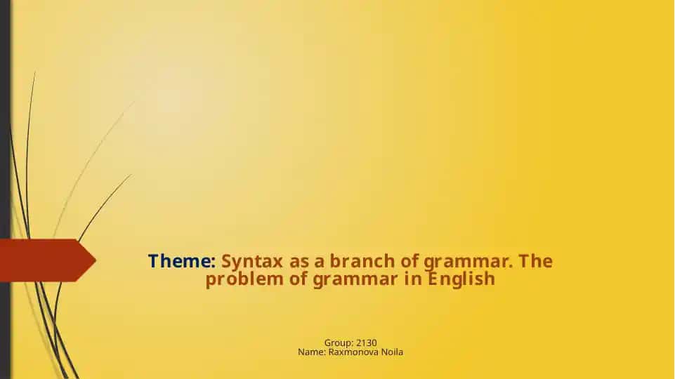 Syntax as a branch of grammar