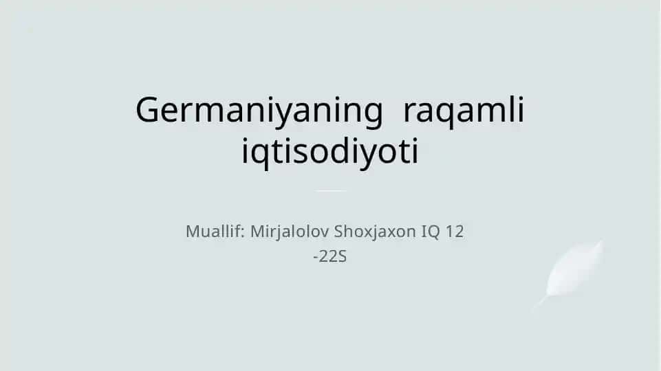 Germaniyaning raqamli iqtisodiyoti