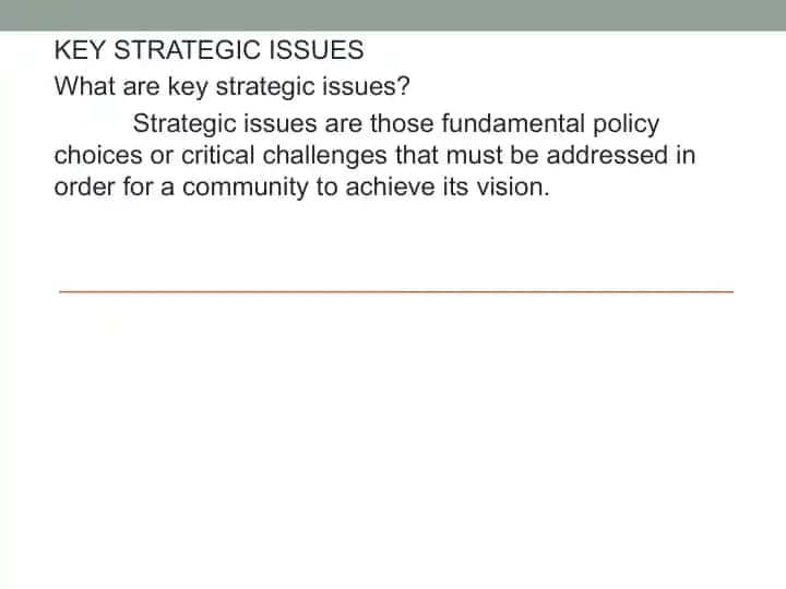Strategic Issues