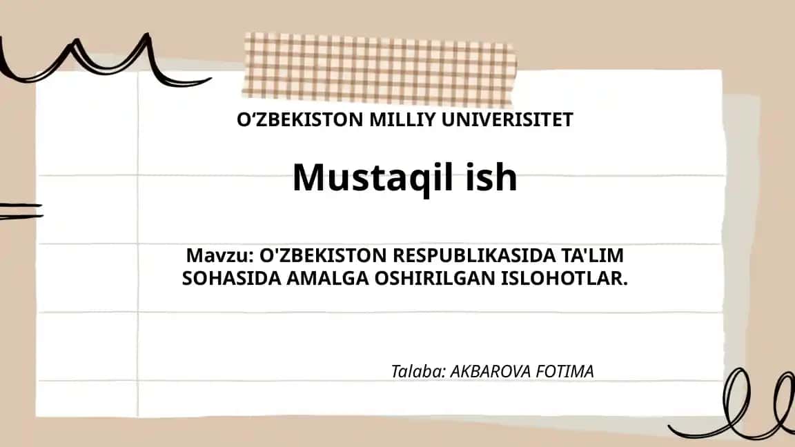 O'zbekiston Respublikasida Ta'lim Sohasida Amalga Oshirilgan Ishlar