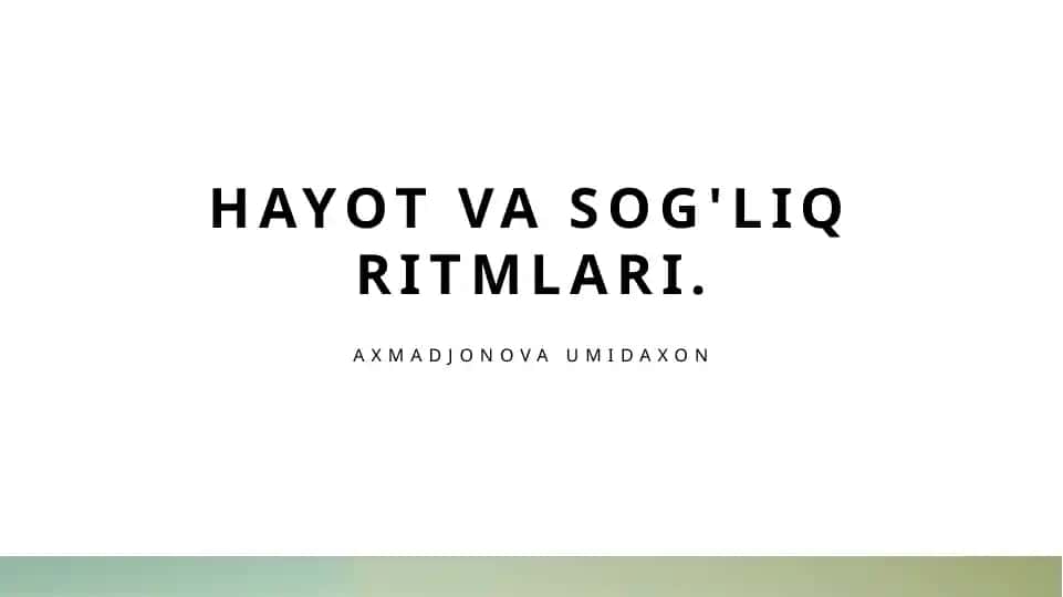 Tsirkadiy ritmlar va salomatlik