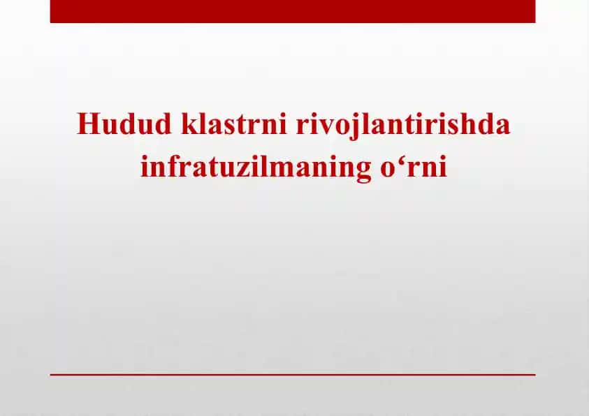 Klasterlar tizimi rivojlantirishda