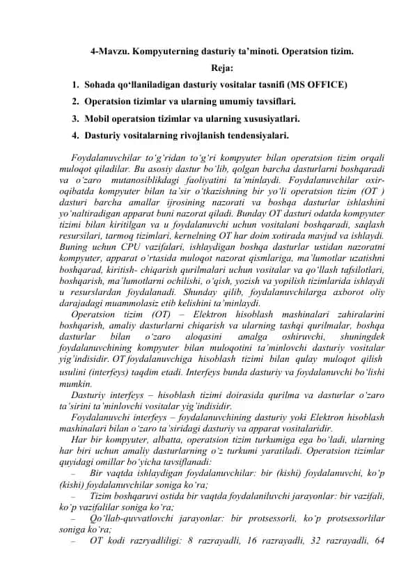 Operatsion tizimlar