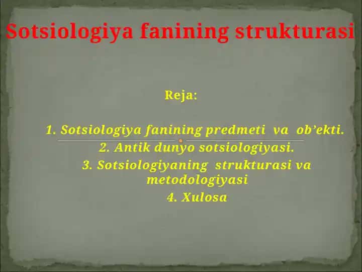 Sotsiologiya fanining strukturasi