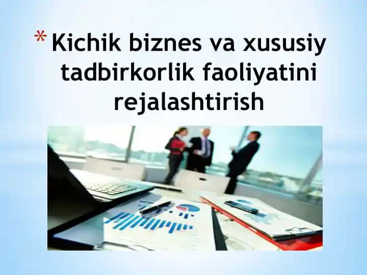 Kichik biznes va xususiy tadbirkorlik faoliyatini rejalashtirish