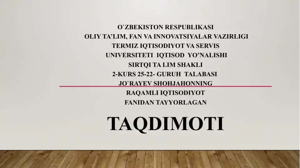 Raqamli iqtisodiyotning texnologik asoslari