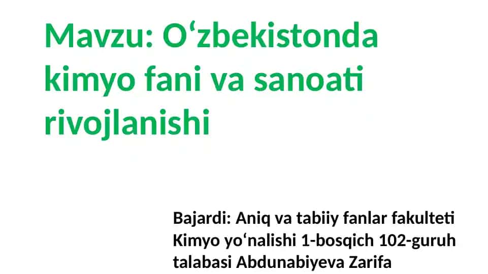 Oʻzbekistondagi kimyo fanining tarixiy bosqichlari