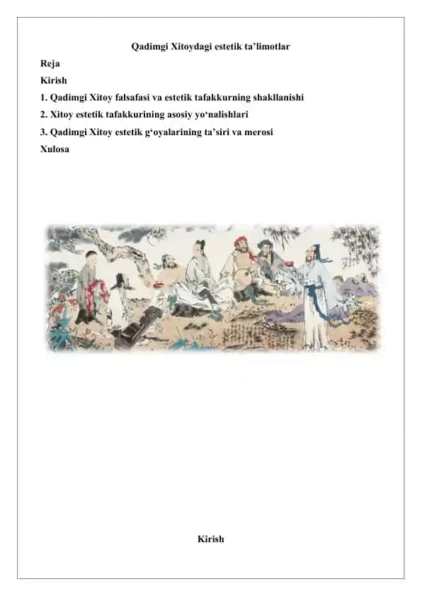 Qadimgi Xitoydagi estetik ta’limotlar