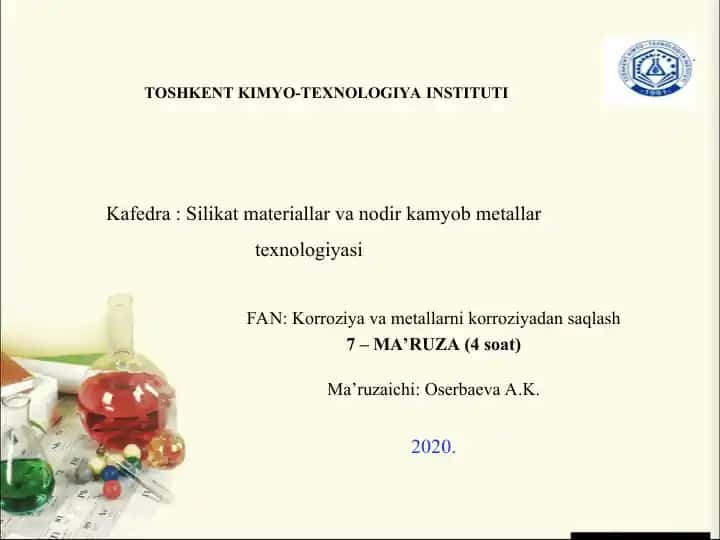 METALLARNING FAOLSIZLANISHI VA UNING KORROZIYADAN HIMOYALANISHI