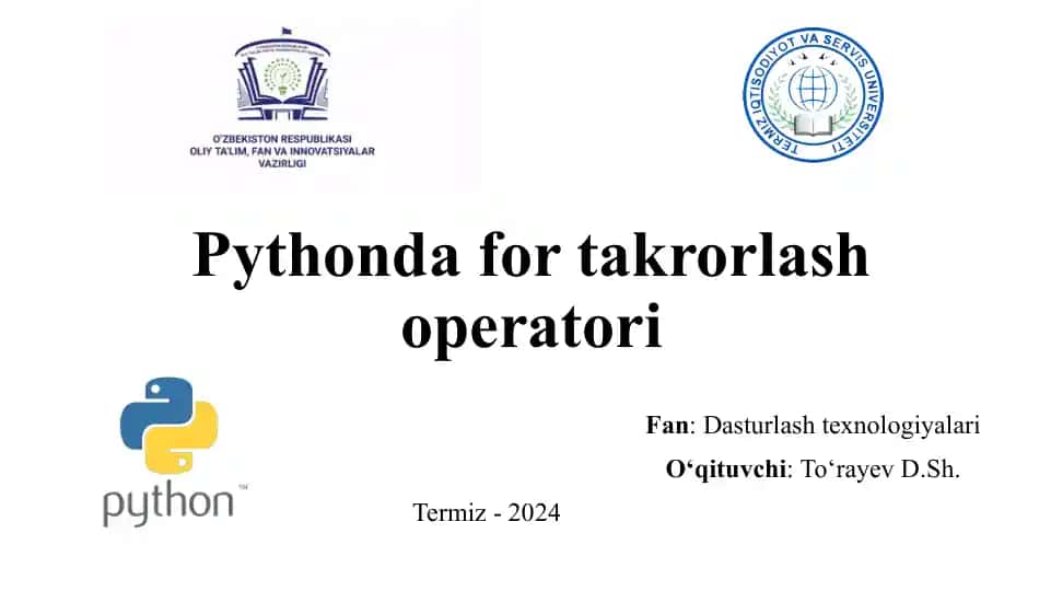 Python dasturi takrorlash operatorlari