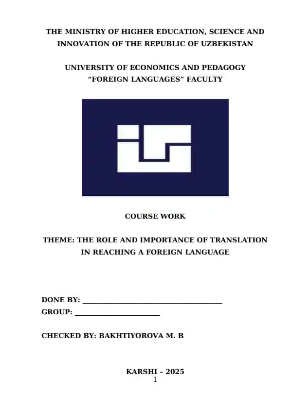 ROLE AND IMPORTANCE OF TRANSLATION IN REACHING A FOREIGN LANGUAGE