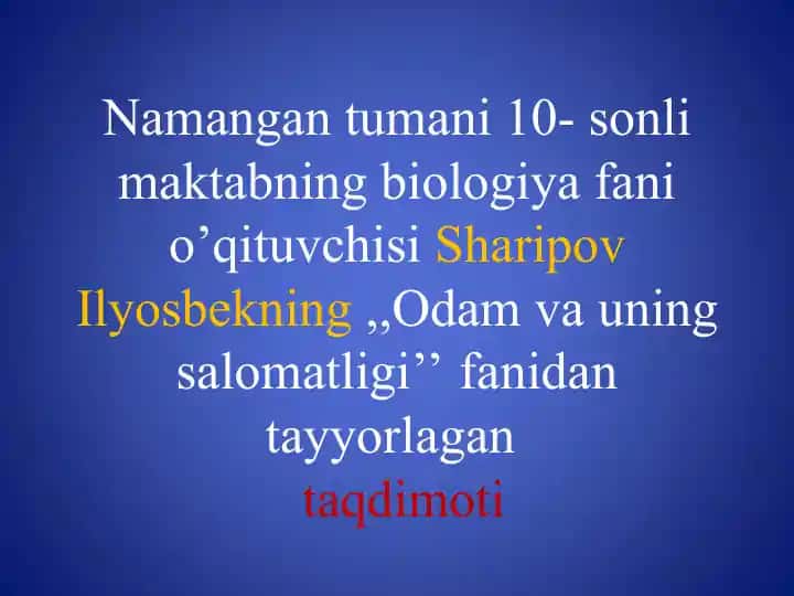 Biologiya fanidan ta'lim materiali