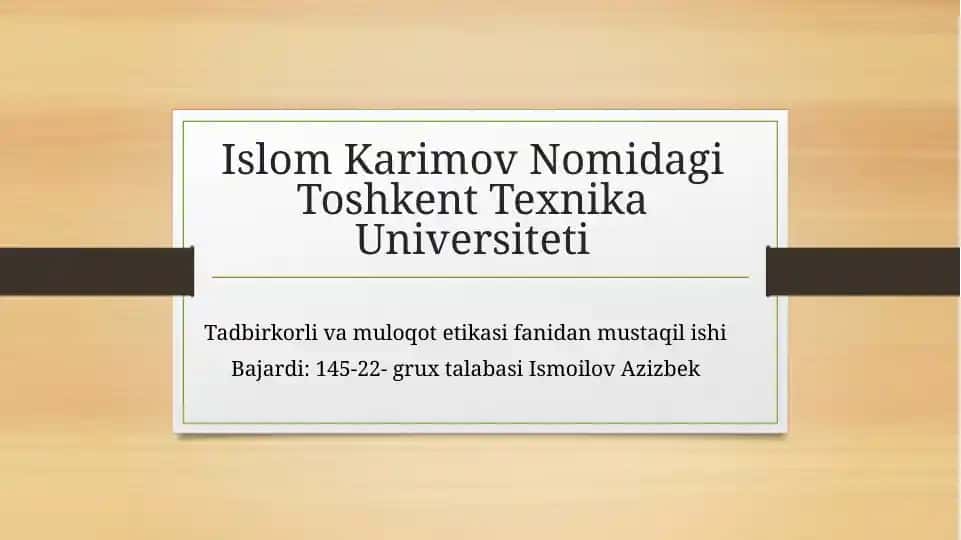 INDONESIANING TADBIRKORLIK VA BIZNES SIYOSATI