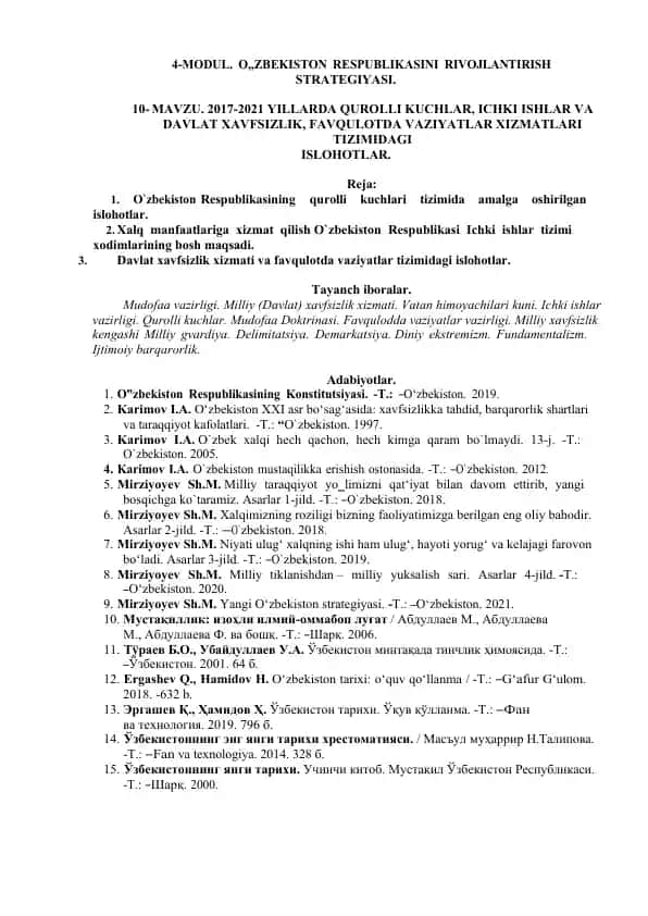 O'zbekiston Respublikasini rivojlantirish strategiyasi