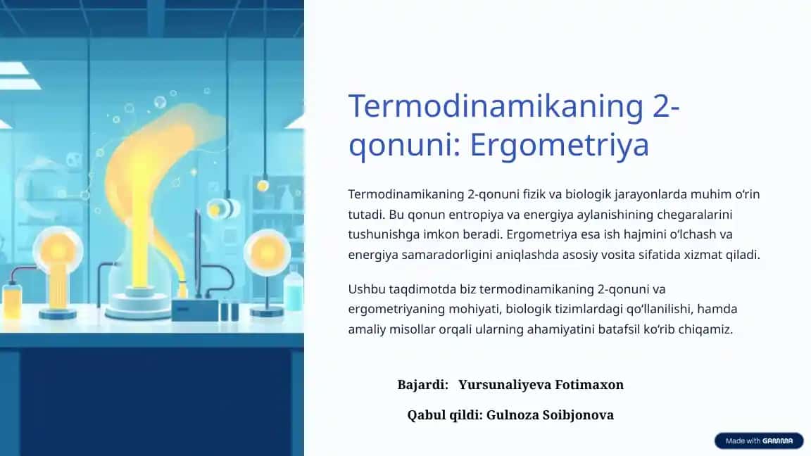 Termodinamikaning 2-qonuni: Ergometriya