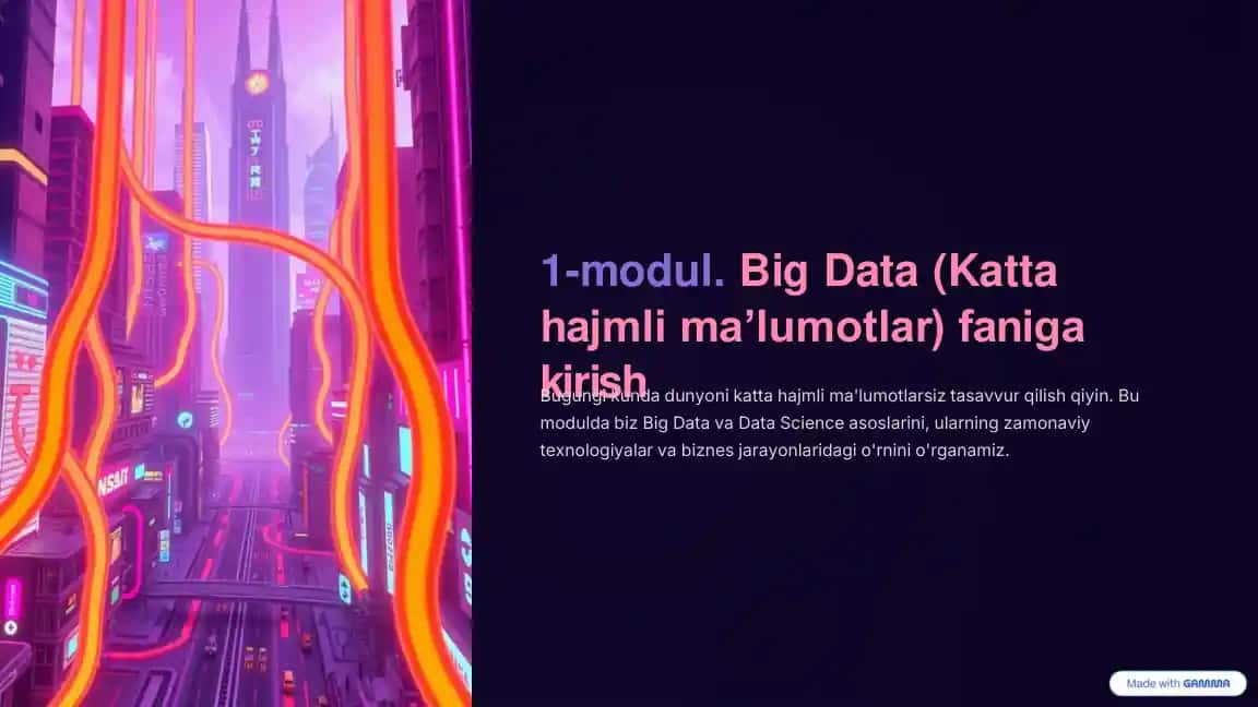 Big Data (Katta hajmli ma’lumotlar) faniga kirish