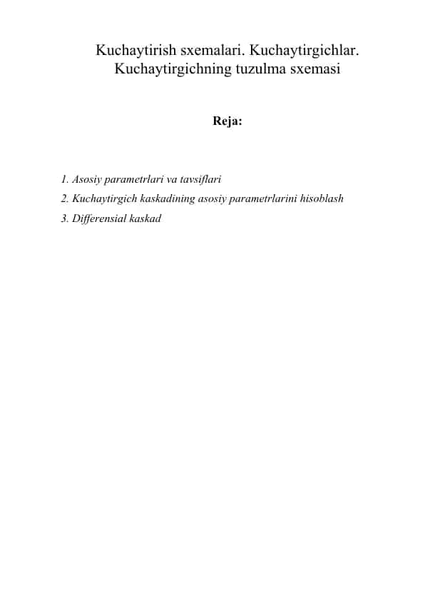 Kuchaytirish sxemalari