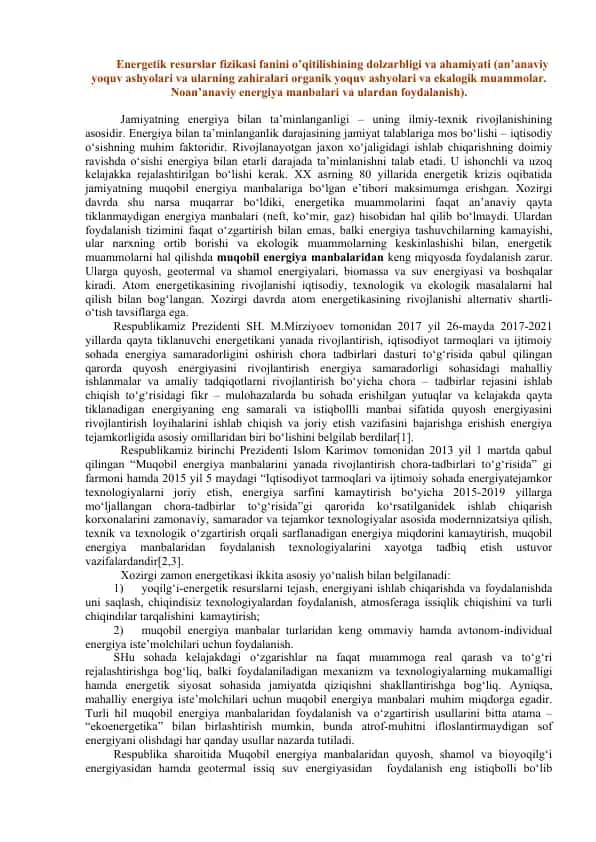 Energetik Resurslar Fizikasi