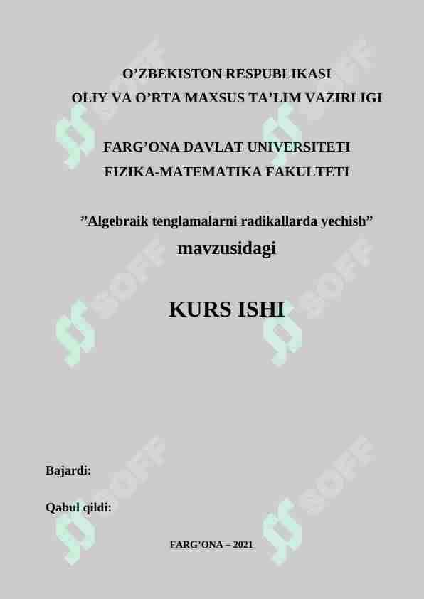 Algebraik tenglamalarni radikallarda yechish