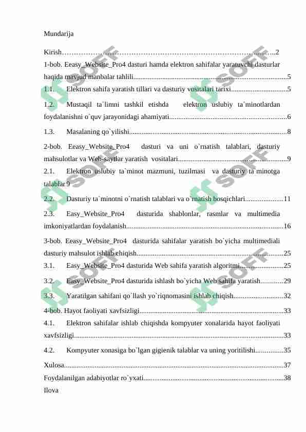 Eeasy Wеbsitе Pro4 dasturi hamda elеktron sahifalar yaratuvchi dasturlar
