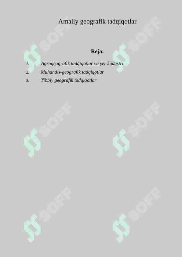 Amaliy geografik tadqiqotlar
