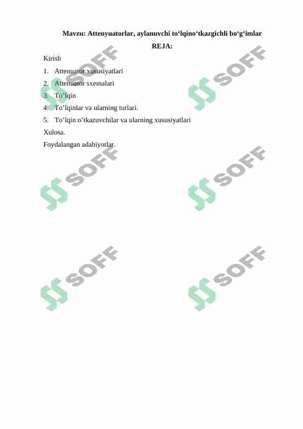 Attenyuatorlar, aylanuvchi to‘lqino‘tkazgichli bo‘g‘imlar