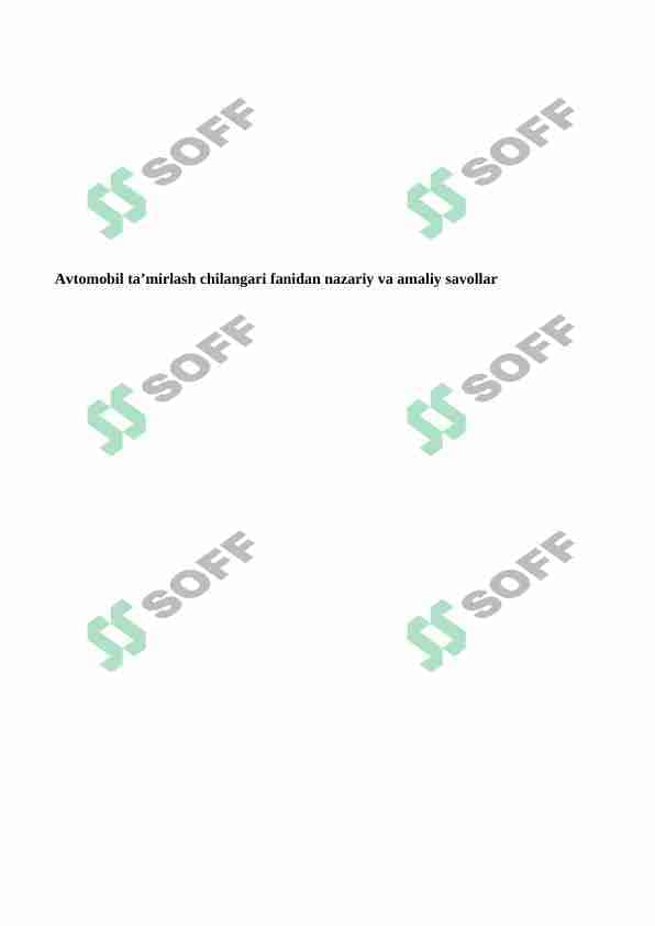 Avtomobil tuzilishi bilet savollari