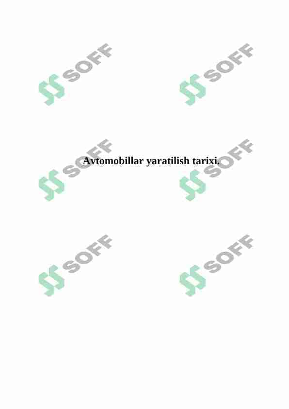 Avtomobillar yaratilish tarixi.