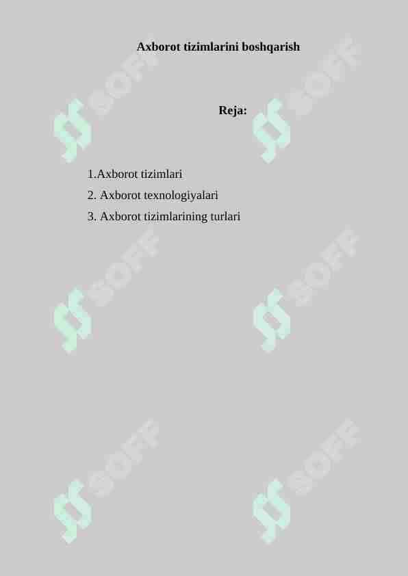 Axborot tizimlarini boshqarish