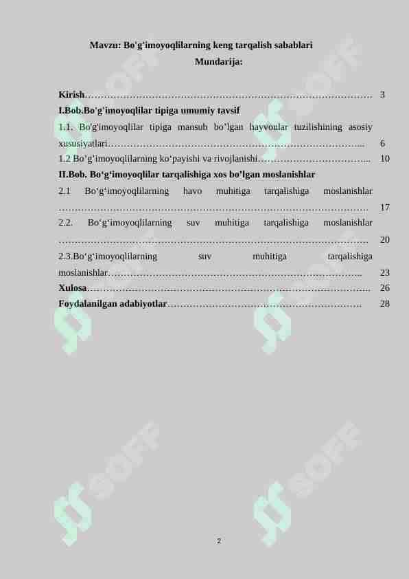 Bo'g'imoyoqlilarning keng tarqalish sabablari