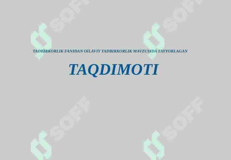 OILAVIY TADBIRKORLIK
