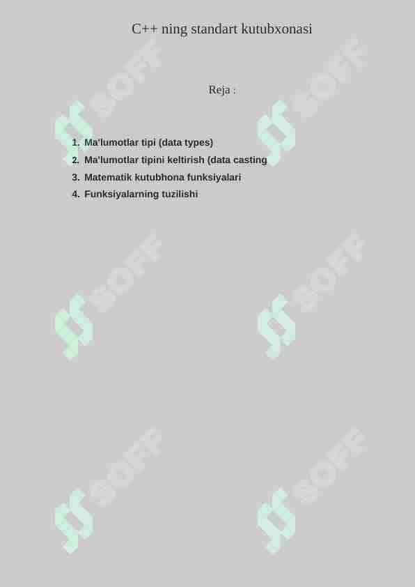 C++ ning standart kutubxonasi