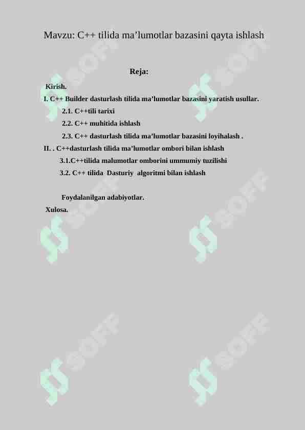 C++ tilida malumotlar bazasi bilan ishlash
