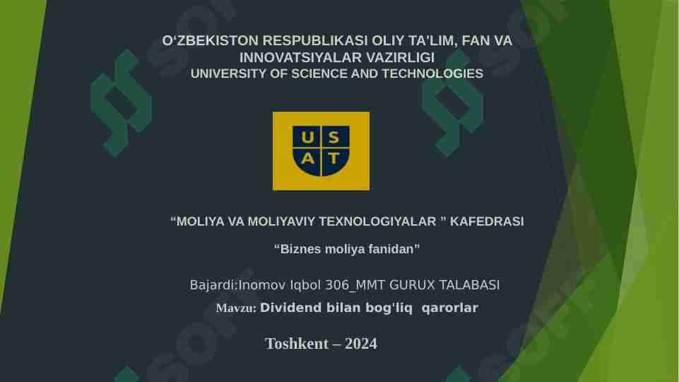 Dividend bilan bog'liq qarorlar
