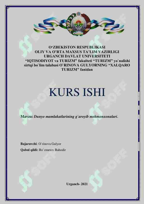Dunyo mamlakatlarining g`aroyib mehmonxonalari.